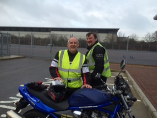 Crawley biker being photo bombed at DVSA test centre!