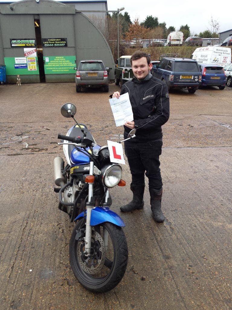 Happy Liam Hobden with his A2 pass!