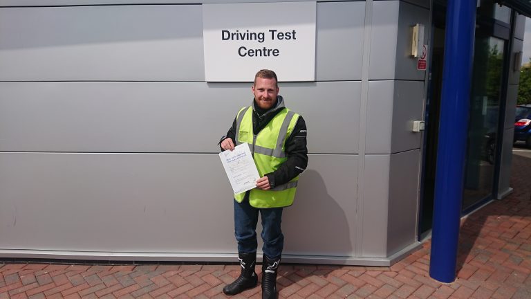With a Suzuki GSX1000 waiting, Dan is releaved to pass his DAS!