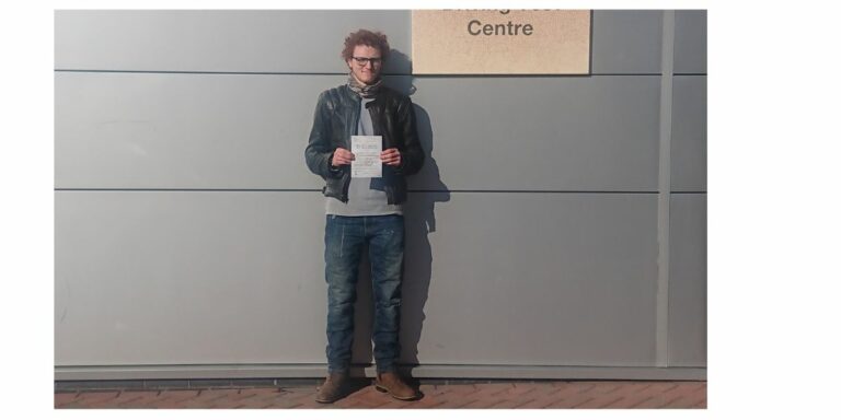 Jolly good pass for James – our neighbour – the one with hair!